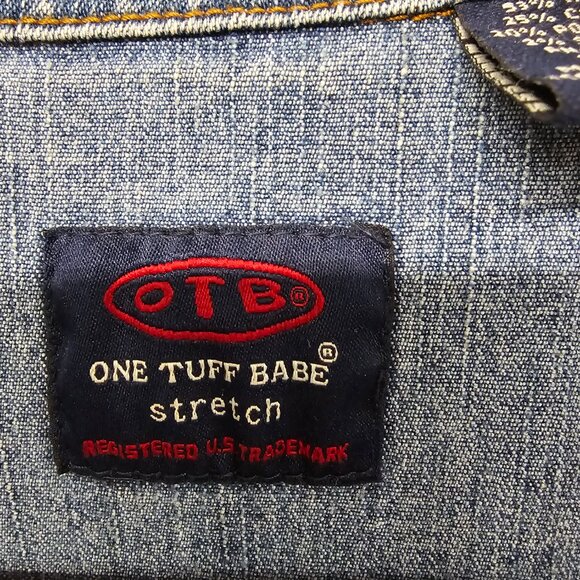 OTB Blue Denim Blazer Jacket Y2K Boho Western Prairie Coastal L - Picture 8 of 11